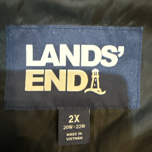 Lands' End Size 2X 20W-22W Black Quilted Puffer Zippered 2-Pocket Vest - Picture 8 of 11
